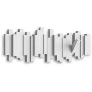 Umbra Garderobenleiste , Weiß , Kunststoff , 49x18x3 cm , Aufhängemöglichkeit , Garderobe, Garderobenhaken, Hakenleisten