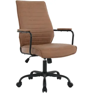 Carryhome Drehstuhl , Braun , Metall, Kunststoff, Textil , Vintage , Drehkreuz , 62x100-109.5x65.5 cm , Sitzfläche 360° drehbar, gepolsterte Armlehnen , Büromöbel, Bürostühle, Drehstühle