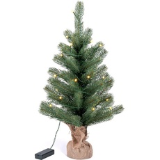 Bild von Künstlicher Weihnachtsbaum »LED-Tannenbaum, künstlicher Christbaum, Höhe ca. 60 cm«, Nordmanntanne, Weihnachtsdeko mit Jutebeutel um den Betonfuß, Batteriebetrieb