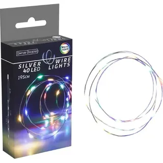 Bunte Weihnachtsbaumbeleuchtung an einem Draht mit Batterien 40 LED 195 cm
