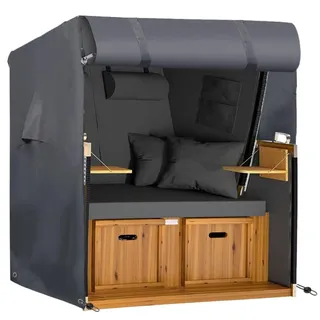 Climecare Strandkorb Schutzhülle Oxford 600D Polyester Winterfest-wasserdichte, UV-beständige & Windfeste Abdeckhaube Grau (150x100x165/140cm)