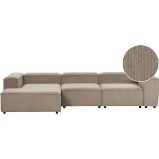 BELIANI Ecksofa Hellbraun Cord L-förmig 4-Sitzer Modulsofa mit Chaiselongue Rechtsseitig Wohnzimmermöbel Modern Wohnzimmer Wohnecke Sitzecke - Braun, Schwarz