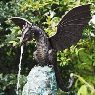 EMUKOEP Brunnen-Drachen-Ornament, Kunstharz, Wasserspiel, Skulptur, Garten-Drachenstatue (Bildanpassung)