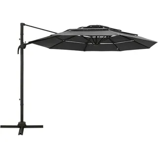 vidaXL Sonnenschirm mit Aluminium-Mast 4-lagig Anthrazit 3x3 m - Grau
