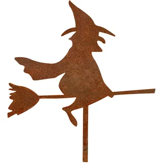 MM Steel Styles Edelrost Hexe Gartenstecker-einfach einsteckbare Rostdeko aus hochwertigem Cortenstahl für Garten, Terrasse - Gartendeko rost