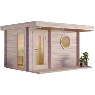 Finntherm Gartensauna Feldkirch-70 Naturbelassen 421 x 344 cm Wandstärke 70 mm