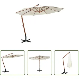 The Living Store Ampelschirm 350 cm Holzmast Weiß - Weiß