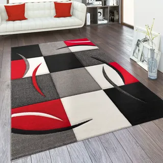 Teppich PACO HOME "Diamond 665" Gr. 8, rot, B:300cm H:17mm L:400cm, Polypropylen (PP), Teppiche, Teppich, Karo Muster, 3D-Design, auch als Läufer, Wohnzimmer, Schlafzimmer