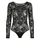 Long Sleeve Lace Suit Körper Black M