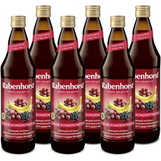 RABENHORST Für die Konzentration 6er Pack (6 x 700 ml) - Mehrfruchtsaft mit Eisen, Vitamin B12 und Ginkgo-Extrakt