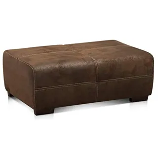 Cavadore 503 Polsterhocker Mavericco in Wildlederoptik / Sitzhocker / Sofahocker mit Steppung / Passend für Polsterserie Mavericco / Maße: 108 x 71 x 41 (B x H x T) / Farbe: Antik braun (Lederoptik)