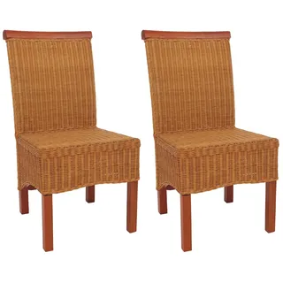 Mendler Esszimmerstuhl M42 Rattan Braun 2er Set