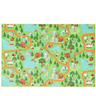 Snapstyle Kinder Spiel Teppich Campingplatz Bunt 100x300cm