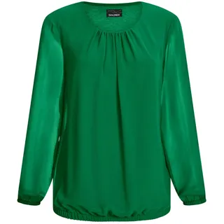 GOLDNER Klassische Bluse "Jerseybluse mit Falten-Details" Rundhalsausschnitt, grün