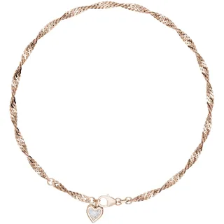FIRETTI Fußkette mit Anhänger »Schmuck Geschenk Silber 925 Körperschmuck Herz+LIEBE Singapurkette« mit Zirkonia (synth.),