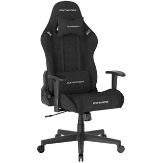 Dxracer Gamingstuhl , Schwarz , Textil , Drehkreuz , 70x132x70 cm , inklusive Armlehnen, Nackenkissen abnehmbar, Lendenkissen abnehmbar, ergonomische Rückenlehne, Wippfunktion, Wippmechanik mit Härtegradeinstellung , Büromöbel, Bürostühle, Gaming-Sessel