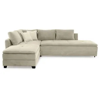 luma-home Eckcouch Cord 4-Sitzer Beige/Grau