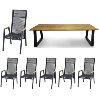 CLEMENTO/Siena Garden Darlington/Bologna Gartenmöbel-Set 7tlg Teak/Anthrazit
