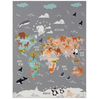 TT Home Kinderteppich 200 x 290 cm Grau/Blau/Braun