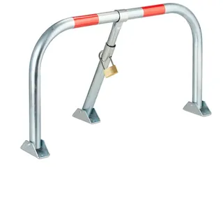 Relaxdays Parkplatzsperre klappbar, Parkbügel mit Vorhängeschloss, Stahl, HBT: 45x76x32cm, Sperrbügel Parkplatz, silber