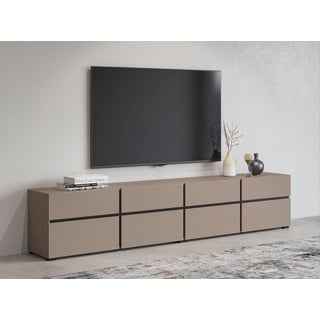 INOSIGN Lowboard »Cross, moderne grifflose TV-Kommode,4 Klappen/4 Schubkästen«, Breite 225 cm, TV-Schrank mit viel Stauraum, TV-Board, braun