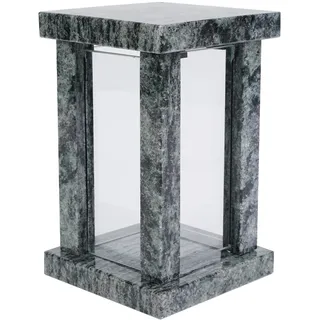 Grab-Lampe Granit Oliven Grün Friedhof-Leuchte Handgefertigt Hochwertig Glas