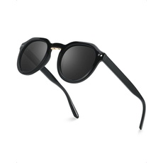 TJUTR Sonnenbrille Herren Polarisiert Rund - Kleine Retro-Stil mit UV400-Schutz Gläsern. Ideale für Reisen und Fahren