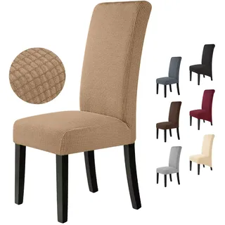 BalladHome Stuhlhussen 4 Stück Stuhlbezüge Stretch Stuhlbezug Elastische Spandex Stuhlhussen Universal Abnehmbare Waschbar für Hotel Party Bankett (Kamel, 4 Stück)-M