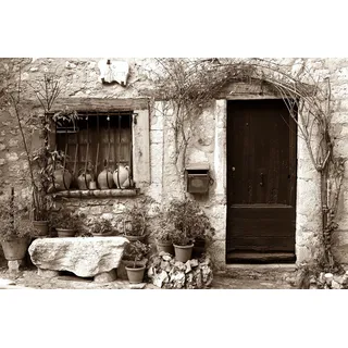 Papermoon Fototapete »Haus Sepia« im schwarz-weiß Motiv, bunt