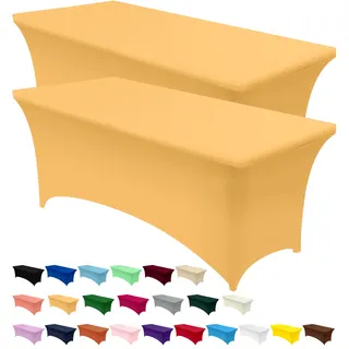 Utopia Kitchen Spandex-Tischdecke, 1,8 m, goldfarben, enganliegend, waschbar und knitterfrei, dehnbar, rechteckig, Terrassentischabdeckung für Veranstaltung, Bankett und Partys, 183 x 76 x 76 cm (L x