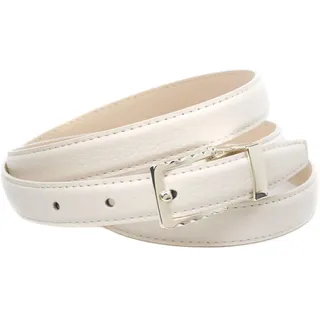 Anthoni Crown Ledergürtel, in schmaler Form und gemusterter Schließe, weiß
