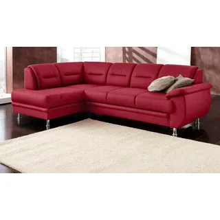 sit&more Ecksofa SIT & MORE "Mailand L-Form, B: 250 cm", rot (karminrot), B:250cm H:85cm T:164cm, Luxus-Kunstleder;Kunstleder Softlux;NaturLEDER (echtes Rindleder)/Korpus passendes Kunstleder Softlux;Luxus-Microfaser Altara Nubuck (100% Polyester), Sofas, Ecksofa, 