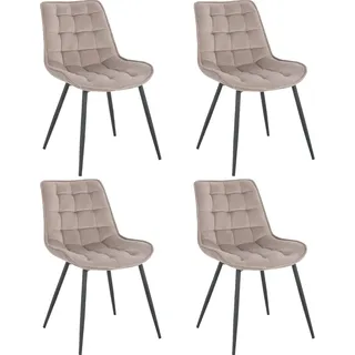 HOME DELUXE - Polsterstuhl IKALO 4er Set - Farbe: Hellbraun - weiche Polsterung, bis 120 kg belastbar I Küchenstuhl Speisestühle Esszimmerstühle - Hellbraun