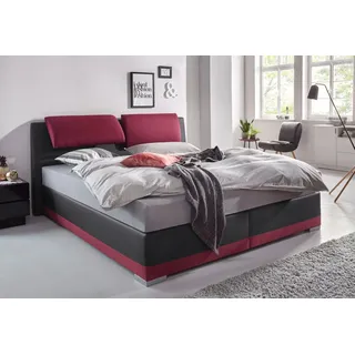MAINTAL Boxspringbett verstellbare Kopfstütze, rot