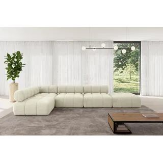altdecor Modulares Sofa Ecksofa in L-Form - Favio-L2 - 380x190x70 cm Beige universal, links/rechts Corner modular Sofa Eckcouch Couch Wohnlandschaft Cauchsofa Polstersofa - Creme
