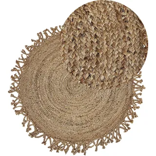 Beliani Teppich Drinnen Rund Jute Beige