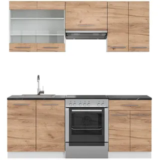 Vicco Küchenzeile Fame-Line 200 cm Eiche/Weiß