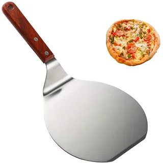 SKDFHOD Pizzaschieber Groß, Pizza Schaufel Metall, Pizzaschaufel aus Edelstahl, mit Holzgriff und Edelstahl Metall Tablett Pizzaschaufel, für hausgemachte Pizzen, Backen, Brot Pizza Zubehör