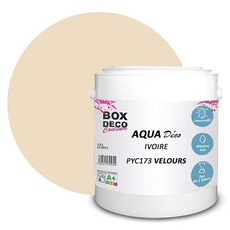 BOX DECO COULEURS Aqua Déco Wandfarbe Acryl Velvet Optik 2,5 l Beige Elfenbein