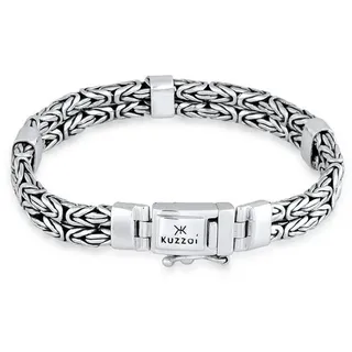 KUZZOI Silber Königsketten Armband für Herren handgefertigt, Herrenarmband aus massivem 925er Sterling Silber, Glieder Armband für den Mann, Königskettenarmband Männer, Breite 8 mm, Länge 21