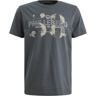 T-Shirt PME LEGEND, Herren, Gr. M, grau (vintage indigo), Jersey, Obermaterial: 100% Baumwolle, bedruckt, regular fit hüftbedeckend, Rundhals, Shirts T-Shirt, mit Logo-Print