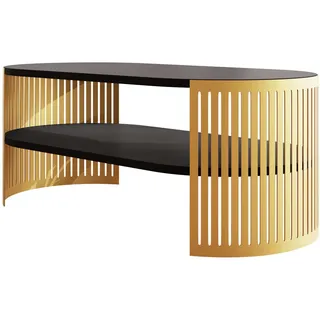 Mirjan24 Couchsitch Fikoli Oval Gold I , Schwarz, Goldfarben , Metall , Oval,Oval , 50x40x100 cm , Wohnzimmer, Wohnzimmertische, Couchtische