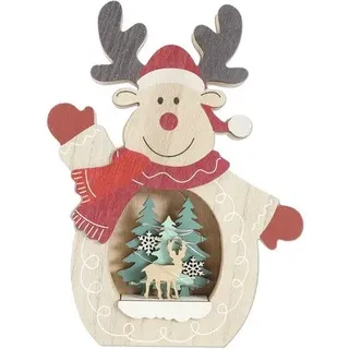 Dekofigur Lafiora Rentier Holz 18 x 2,2 x 24 cm