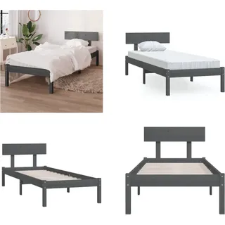vidaXL Massivholzbett Grau Kiefer 100x200 cm - Bettrahmen - Bettgestell - Bett - Holzbett - Grau