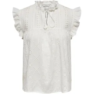 ONLY Damen Bluse | Bio-Baumwolle | nachhaltige Materialauswahl | Regular Fit | Stehkragen | Kurzarm | unifarben | atmungsaktiv | Kordel