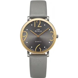 UMR RUHLA Style Damenuhr - Graues Lederarmband 20417-4 - Made in Germany