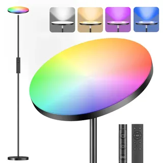 YICAIZI 42W Stehlampe Wohnzimmer - 4200LM Deckenfluter mit Leselampe, LED Stehlampe Dimmbare mit 2700K-6500K Farbtemperatu, Moderne Standleuchte mit Fernbedienung & Touch-Steuerung (36W RGB)