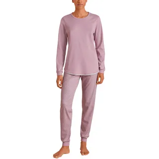 CALIDA Midnight Dreams Bündchen-Pyjama Damen, aus 100% Dicker Baumwolle