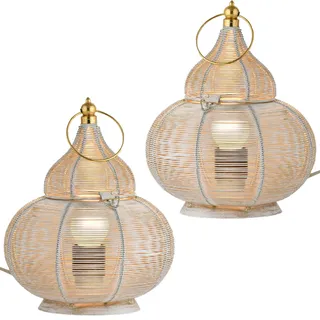 Marrakesch Orient & Mediterran Interior Tischlampe Weiß, Gold 2 St.