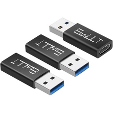 EasyULT USB C Adapter auf USB 3.0[3 Stück], Mini Adapter USB C Buchse auf USB 3.0, USB Typ C Adapter für Huawei P9/P10 Mate20, Samsung Galaxy Note20 S21+ Ultra A90 5G S9,Google Pixel(Schwarz)